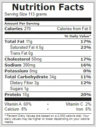 pasta prima spinach and cheese ravioli nutritional information