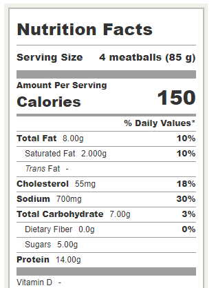 Costco Chicken Teriyaki Meatballs Nutrition