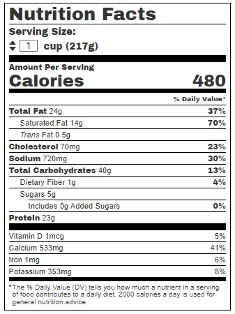 Costco mac and cheese calories