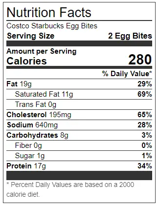costco egg bites nutritional fact